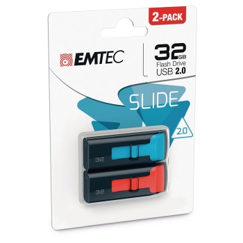 EMTEC USB 2.0 C452 SLIDE 32GB 2PK
