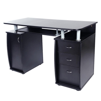 Ktaxon Black 3 Drawers Computer Desk Black Study Workstation Office Furniture