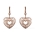 Sterling Silver 14K Rose Gold Plated Dangle Drop Valentine Heart Earrings Fashion Jewelry for Women