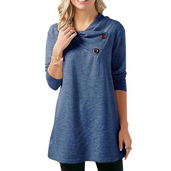 Gvmfive Women Long Sleeve Loose Tunic Top