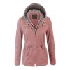 Womens Military Anorak Jacket with Knit Hood and Pockets