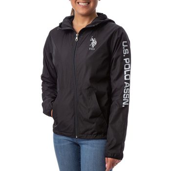 Women's Side Print Hooded Rain Jacket Windbreaker