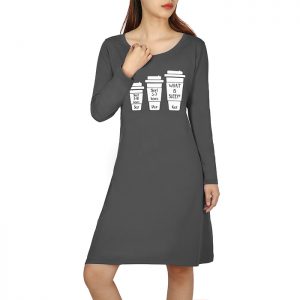 HDE Womens Sleepwear Cotton Nightgowns Long Sleeve Sleepshirt Print Night Shirt